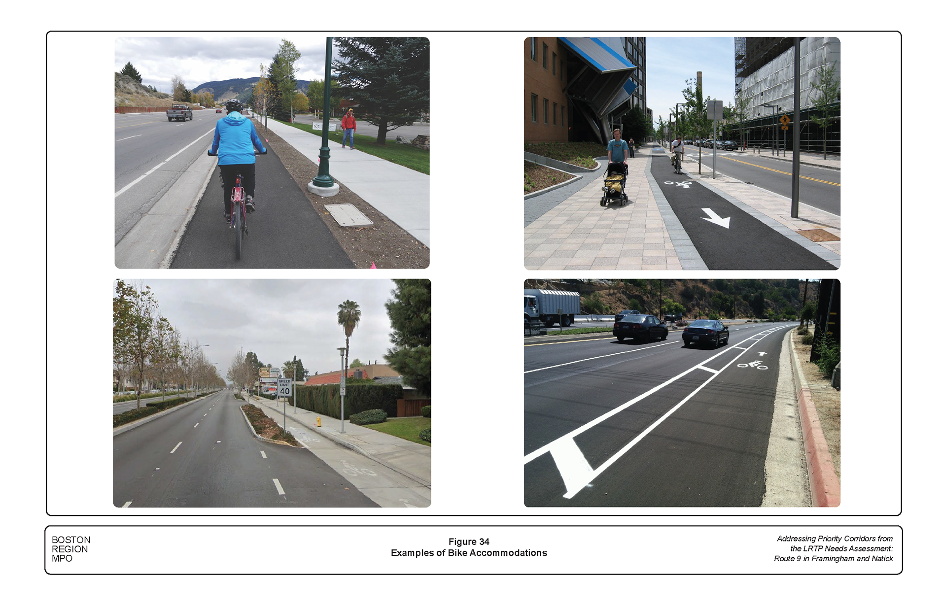 Figure 34 includes example photos of existing separated bike lanes